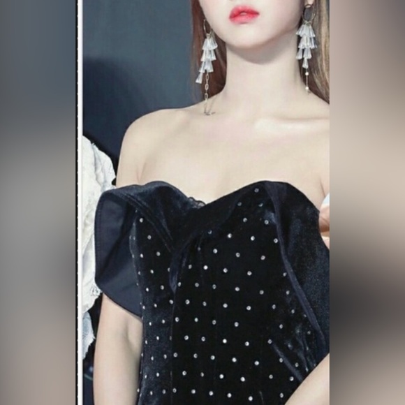 SELF-PORTRAIT Off-The-Shoulder Velvet Mini Dress - Picture 2 of 8